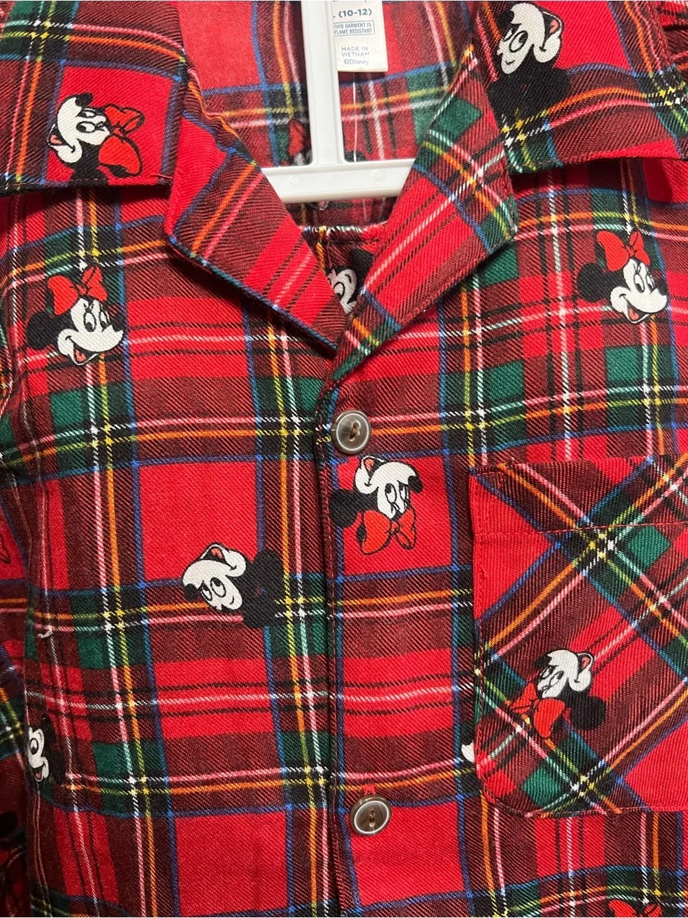 Disney- Red Plaid Kids Pajamas with Mickey Print-Unisex